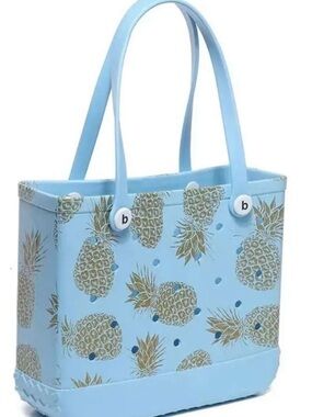 BABY BOGG BAG PINEAPPLE PRINT Limited Edition TOTE Light Blue 15" x 12" x 5"